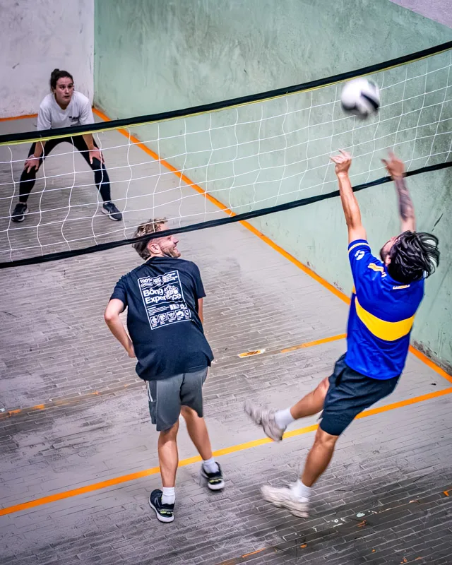 Mid-air spike at the net